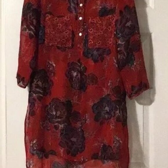 Olive Hill Floral Medium blouse tunic EUC - Picture 5 of 6